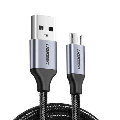 [Užsakomoji prekė] Įkrovimo Kabelis USB į Micro-USB QC 2.0, 2A, 1.5m - Ugreen (60147) - Juodas