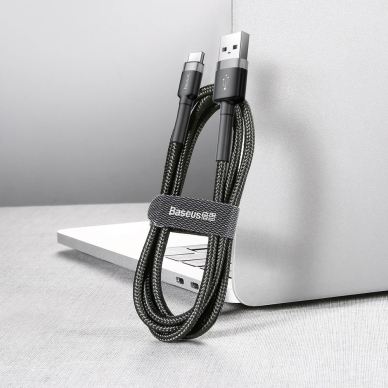 [Užsakomoji prekė] Įkrovimo Kabelis USB Type-C, 2A, 3m - Baseus Cafule (CATKLF-UG1) - Pilkas Juodas 5