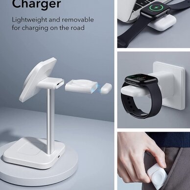 [Užsakomoji prekė] ESR - Charging Station 3in1 HaloLock - for iPhone, AirPods and Apple Watch, with Detachable Watch Charger Set, EU Plug - Baltas 3