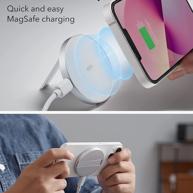 [Užsakomoji prekė] ESR - Wireless Charger HaloLock - MagSafe Compatible, with Kickstand - Baltas 5