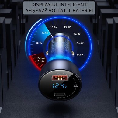 [Užsakomoji prekė] Įkroviklis Auto Type-C PD65W, USB QC4.0 - Baseus (CCKX-C0G) - permatomas 16