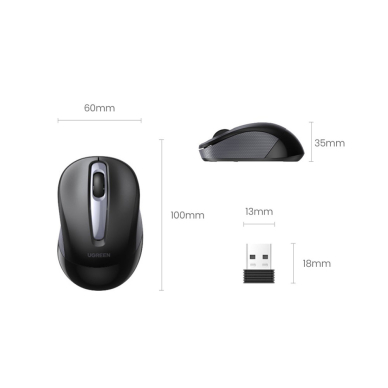 [Užsakomoji prekė] Mouse pentru Laptop Wireless 2400 DPI - Ugreen (90371) - Juodas 5