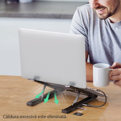 [Užsakomoji prekė] Laikiklis Laptop + Hub Type-C į 2xUSB, HDMI, card SD, Card TF - Ugreen (80551) - Juodas 4