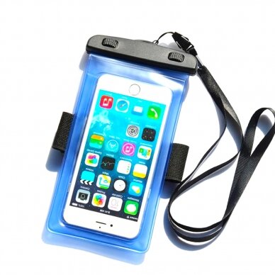 Waterproof case su PVC phone band - Mėlynas