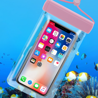 Vandeniui atsparus dėklas Waterproof phone case pool beach bag light 115 mm x 220 mm Rožinis 3