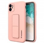 Wozinsky Kickstand Lankstaus Silikono Dėklas Su Stovu iPhone 11 Pro Rožinis