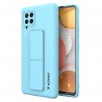 Lankstus Silikoninis Dėklas su Stovu Wozinsky Kickstand Case Samsung Galaxy A22 4G Šviesiai Mėlynas