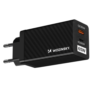 Wozinsky 65W GaN charger with USB ports, USB C supports QC 3.0 PD Juodas (WWCG01)