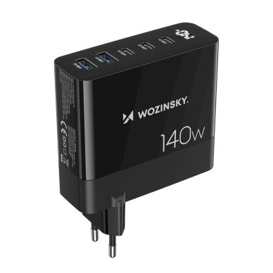 Wozinsky CGWCB 140W GaN wall Įkroviklis  3 x USB-C / 2 x USB-A - Juodas 1