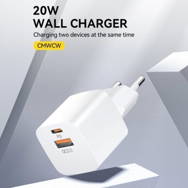 Wozinsky CMWCW 20W USB-C / USB-A wall Įkroviklis  - baltas 4