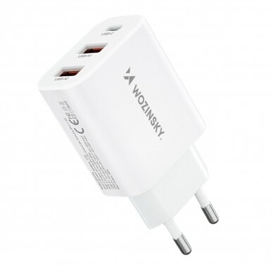 Wozinsky CWCUCW 30W USB-C / 2 x USB-A wall Įkroviklis  - baltas 1