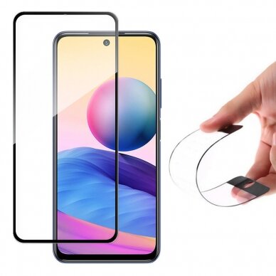 Apsauginis Ekrano Stikliukas Su Rėmeliu Wozinsky Full Cover Flexi Nano Glass Hybrid Xiaomi Redmi Note 10 5G Juodas