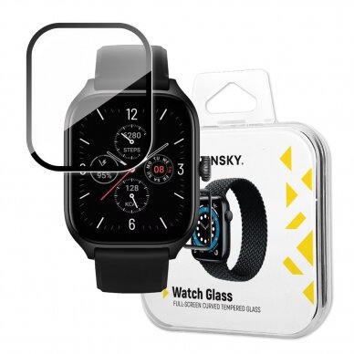 Ekrano apsauga Wozinsky Full Glue Tempered Glass Xiaomi Amazfit GTS 4 Juodais kraštais