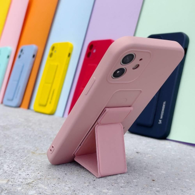 Wozinsky Kickstand Lankstaus Silikono Dėklas Su Stovu iPhone 11 Pro Šviesiai Mėlynas 14