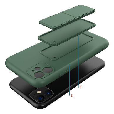 Wozinsky Kickstand Lankstaus Silikono Dėklas Su Stovu iPhone 11 Pro Max Tamsiai Mėlynas 2