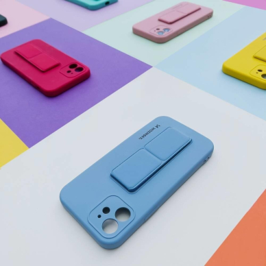 Wozinsky Kickstand Lankstaus Silikono Dėklas Su Stovu iPhone 12 mini Tamsiai Mėlynas 12