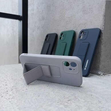 Wozinsky Kickstand Lankstaus Silikono Dėklas Su Stovu iPhone 12 mini Raudonas 15