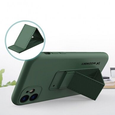 Wozinsky Kickstand Lankstaus Silikono Dėklas Su Stovu iPhone 12 mini Raudonas 1