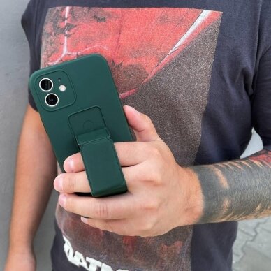 Wozinsky Kickstand Lankstaus Silikono Dėklas Su Stovu iPhone 12 Pro Max Tamsiai Žalias 8