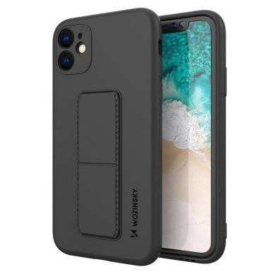 Lankstus Silikoninis Dėklas su Stovu Wozinsky Kickstand Case Samsung Galaxy A22 4G Juodas 1