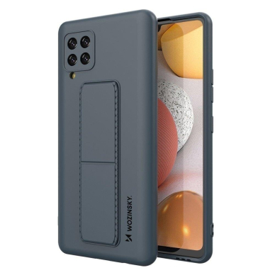 Lankstus Silikoninis Dėklas su Stovu Wozinsky Kickstand Case Samsung Galaxy A22 4G Mėlynas