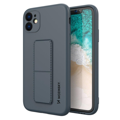 Lankstus Silikoninis Dėklas su Stovu Wozinsky Kickstand Case Samsung Galaxy A22 4G Mėlynas 1