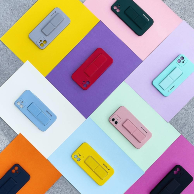 Lankstus Silikoninis Dėklas su Stovu Wozinsky Kickstand Case Samsung Galaxy A22 4G Tamsiai Žalias 16