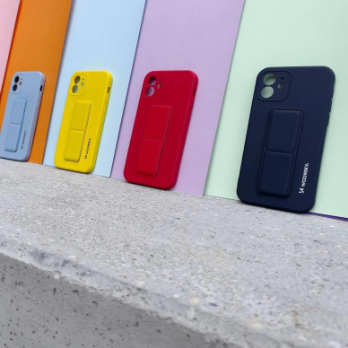 Lankstus Silikoninis Dėklas su Stovu Wozinsky Kickstand Case Samsung Galaxy A22 4G Šviesiai Mėlynas 17