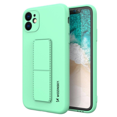 Lankstus Silikoninis Dėklas su Stovu Wozinsky Kickstand Case Samsung Galaxy A22 4G Mėtinis 1