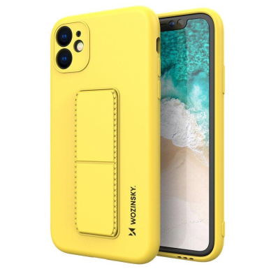 Lankstus Silikoninis Dėklas su Stovu Wozinsky Kickstand Case Samsung Galaxy A22 4G Geltonas 1