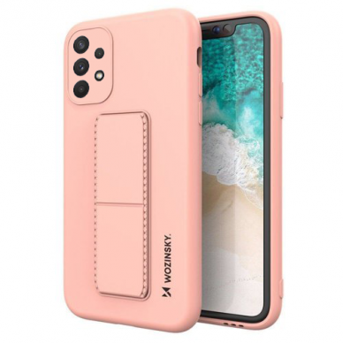 Dėklas Wozinsky Kickstand Case flexible silicone Samsung Galaxy A32 4G Rožinis