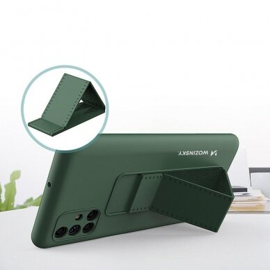 Wozinsky Kickstand Lankstaus Silikono Dėklas Su Stovu Samsung Galaxy M51 Juodas 3