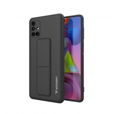 Wozinsky Kickstand Lankstaus Silikono Dėklas Su Stovu Samsung Galaxy M51 Juodas