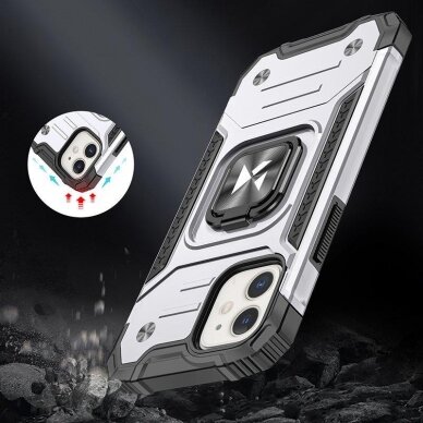 Dėklas Wozinsky Ring Armor iPhone 14 Sidabrinis 6