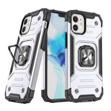 Dėklas Wozinsky Ring Armor iPhone 14 Sidabrinis