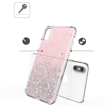 Blizgus TPU dėklas Wozinsky Star Glitter Samsung Galaxy A42 5G juodas 1