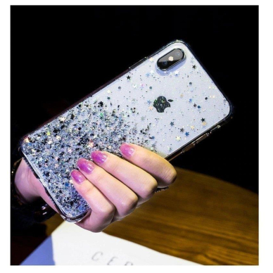 Blizgus TPU dėklas Wozinsky Star Glitter Samsung Galaxy A42 5G permatomas 3