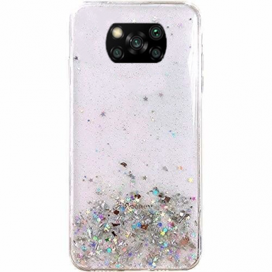 Blizgus TPU dėklas Wozinsky Star Glitter Xiaomi Redmi Note 9T 5G permatomas