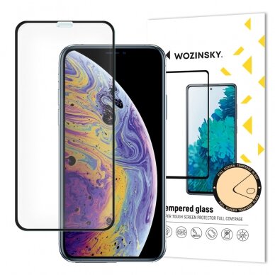 Ekrano Apsauginis Stiklas su rėmeliu, tinka su dėklu Wozinsky Tempered Glass Full Glue Super Tough Screen Protector Apple iPhone 11 Pro / iPhone XS / iPhone X Juodas