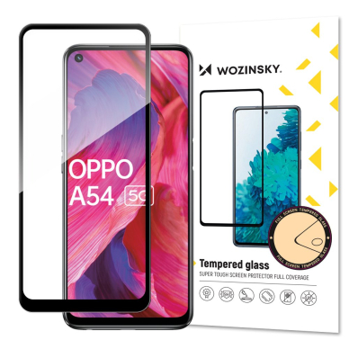 Akcija! Ekrano apsauga Wozinsky Tempered Glass Oppo A54 5G Juodais kraštais (tinka su dėklu)