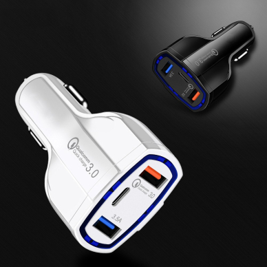 Wozinsky Universalus Automobilinis Įkroviklis 2X Usb / Usb Type C Quick Charge 3.0 Qc3.0 Juodas (Wcc-01) 3