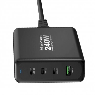 Wozinsky WGCSB 240W GaN wall Įkroviklis  USB-A / 3 x USB-C - Juodas 3