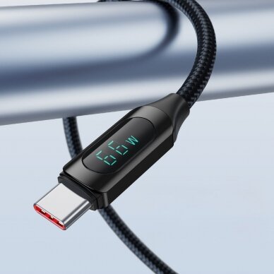 Wozinsky WUACC1 USB A - USB C Cable with Display 66W 6A 1m - Juodas 6