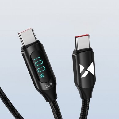 Wozinsky WUCCC2 USB C - USB C Cable with PD Display 100W 2m - Juodas 1