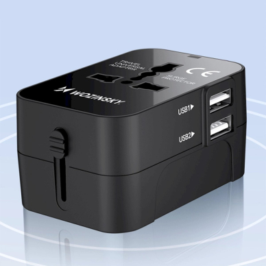 Wozinsky WUTWC travel adapter universal 24W EU / US / AUS / UK / 2x USB-A - Juodas 13