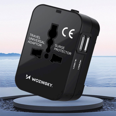 Wozinsky WUTWC travel adapter universal 24W EU / US / AUS / UK / 2x USB-A - Juodas 9