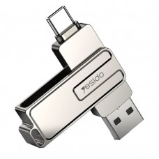 [Užsakomoji prekė] Yesido - Memory Stick (FL17) - OTG, USB, Type-C, 5Gbps, 128GB - Sidabrinis