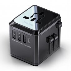 [Užsakomoji prekė] Yesido - Wall Charger (MC10) - 3x USB, Type-C, for Travel, EU, UK, US, AUS, 3.6A - Black