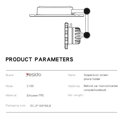 [Užsakomoji prekė] Yesido - Car Holder (C155) - Magnetic Grip, Folding Feature, for Tesla Display Model 3/Y - Juodas 14