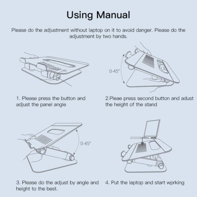 [Užsakomoji prekė] Yesido - Laptop Holder (LP04) - from Aluminium Alloy, Folding Design - Sidabrinis 9